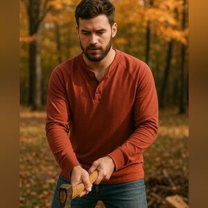 Timberland Men's Brick Red Henley